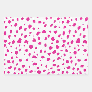 pink cow print pastel wrapping paper sheets