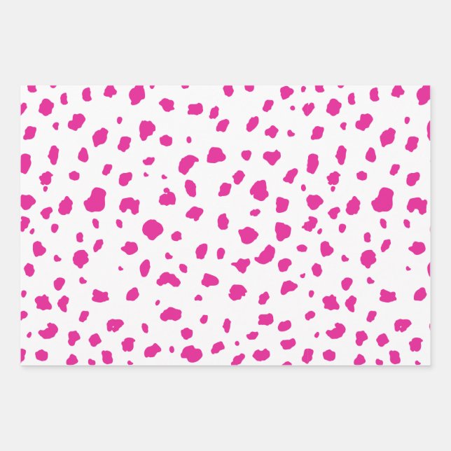 pink cow print pastel wrapping paper sheets (Front)
