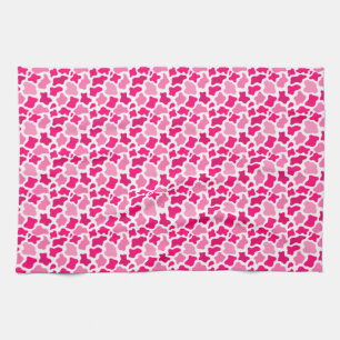 Pink Cow Print Pattern Farmer Gifts Farm Animals Kitchen Towel