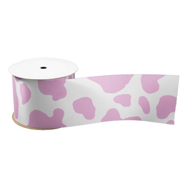 Pink Cow Print Satin Ribbon (Spool)