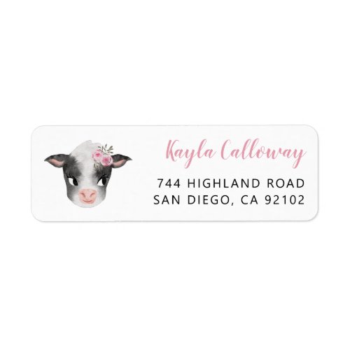 Pink Cow Return Address Label