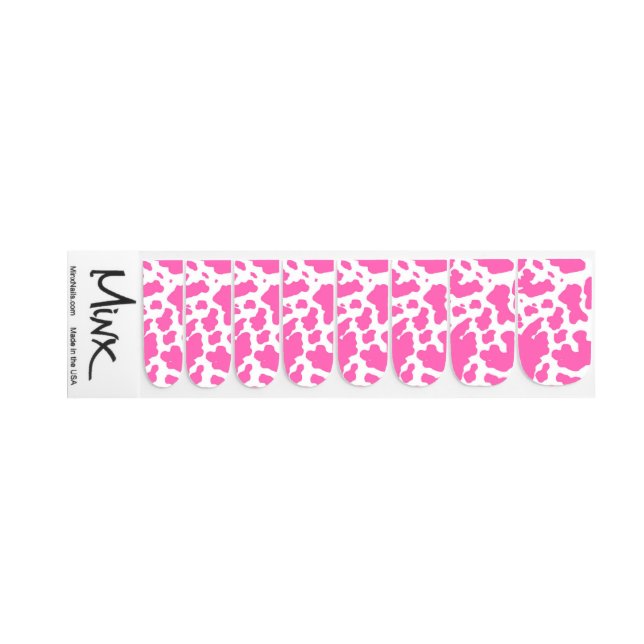  Pink Cow Skin Print Cowboy Rodeo Minx Nail Art (Left Hand)