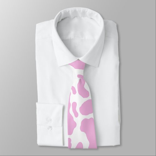 Pink Cow Spots Animal Print Pattern Neck Tie