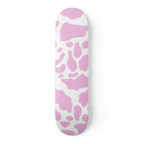 Pink Cow Spots Animal Print Pattern Skateboard