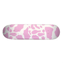 Pink Cow Spots Animal Print Pattern Skateboard