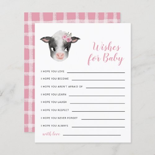 Pink Cow Wishes for Baby Card