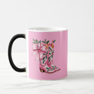 pink cowboy boots color morph mug