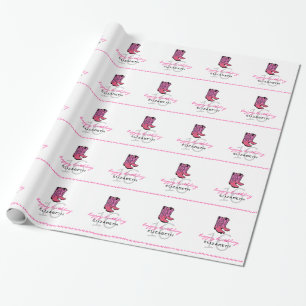 Pink Cowboy Boots-Personalized 16th Birthday Wrapping Paper