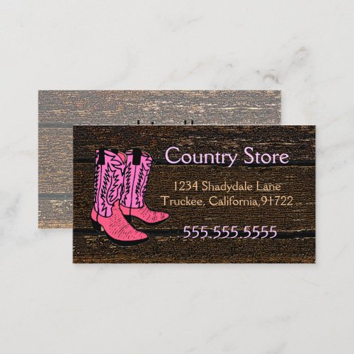 Pink Cowboy Boots Western Theme Business Card