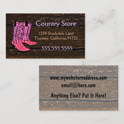 Customizable Pink Cowboy Boots-Western Theme Business Cards
