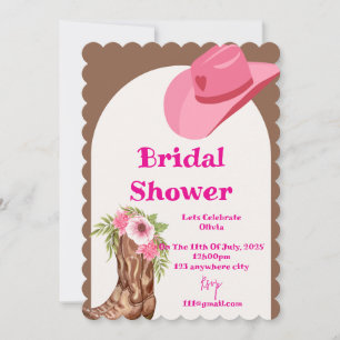 pink cowboy bridal shower invitation card