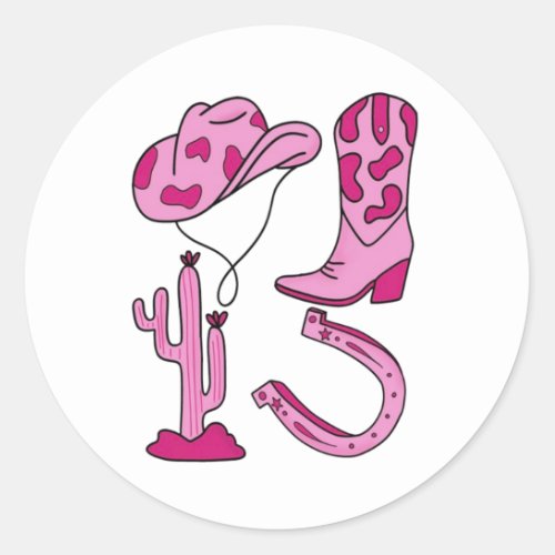 Pink Cowboy Collection  Classic Round Sticker