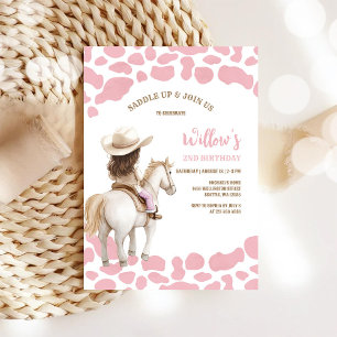 Pink Cowboy Girl Birthday Invitation