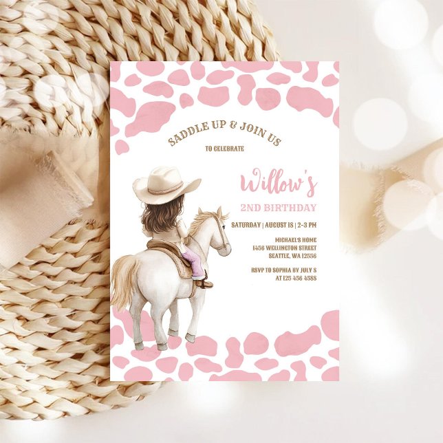 Pink Cowboy Girl Birthday Invitation (Creator Uploaded)