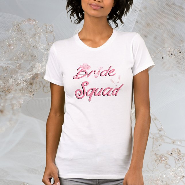 Pink Cowboy Hat With Flowers Bride Squad  T-Shirt (Creator Uploaded)