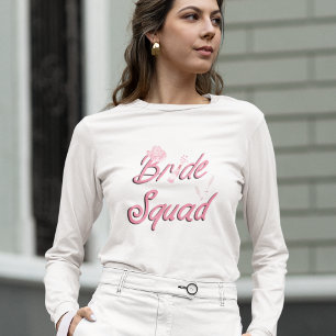 Pink Cowboy Hat With Flowers Bride Squad T-Shirt