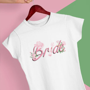 Pink Cowboy Hat With Flowers Bride  T-Shirt