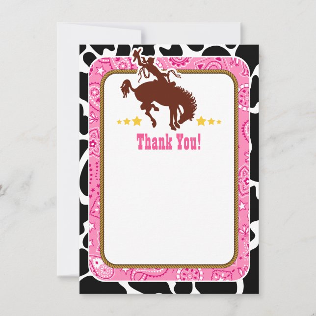 Pink Cowboy Thank You Notes (Front)