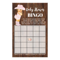 Pink Cowgirl Baby Shower Bingo Game Card Flyer