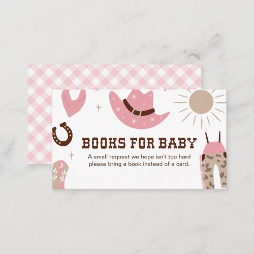 Pink Cowgirl Baby Shower Books for Baby Enclosure Card
