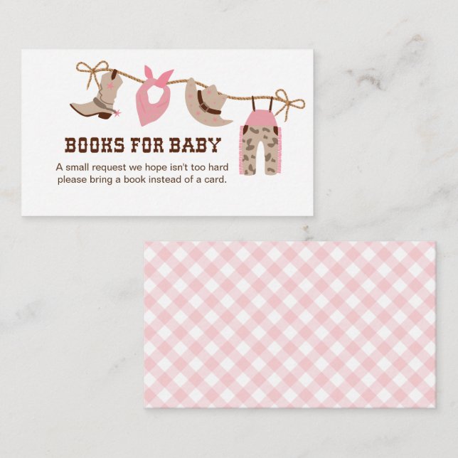 Pink Cowgirl Baby Shower Books for Baby Enclosure  Card (Front/Back)