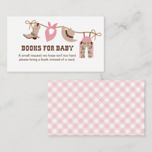 Pink Cowgirl Baby Shower Books for Baby Enclosure  Card