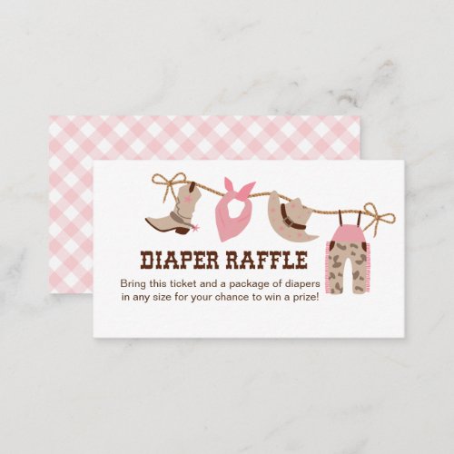 Pink Cowgirl Baby Shower Diaper Raffle Enclosure Card