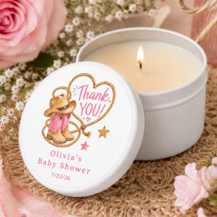 Pink Cowgirl Baby Shower Favor Candle Mini Candle Favors