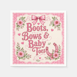 Pink Cowgirl Baby Shower Paper Plates | Boots Bows Napkins