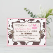 Pink Cowgirl Baby Shower Tutu Invitation (Standing Front)