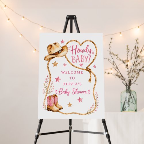 Pink Cowgirl Baby Shower Welcome Sign