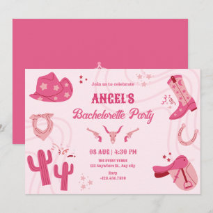 Pink cowgirl bachelorette invitation