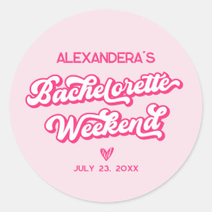 Pink Cowgirl Bachelorette Party Favor Classic Round Sticker