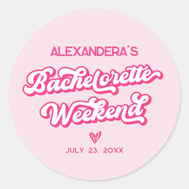 Pink Cowgirl Bachelorette Party Favor Classic Round Sticker (Front)