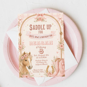 Pink Cowgirl Birthday Boots Bows Birthday