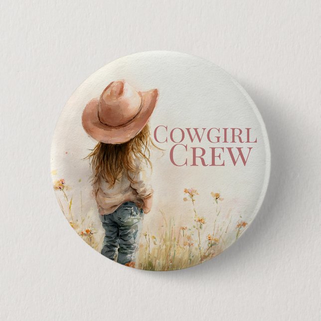 Pink Cowgirl Birthday | Farm Theme 1st  Button (Front)