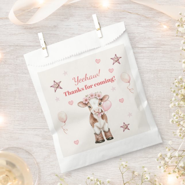 Pink Cowgirl Birthday | Farm Theme 1st Favor Bag (Clipped)