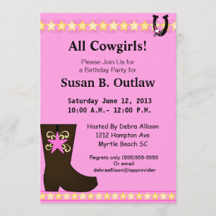 Pink Cowgirl Birthday Invitation