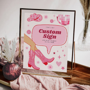 Pink Cowgirl Birthday Party Custom Sign