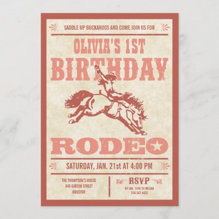 Pink Cowgirl Birthday Rodeo Poster Invitations