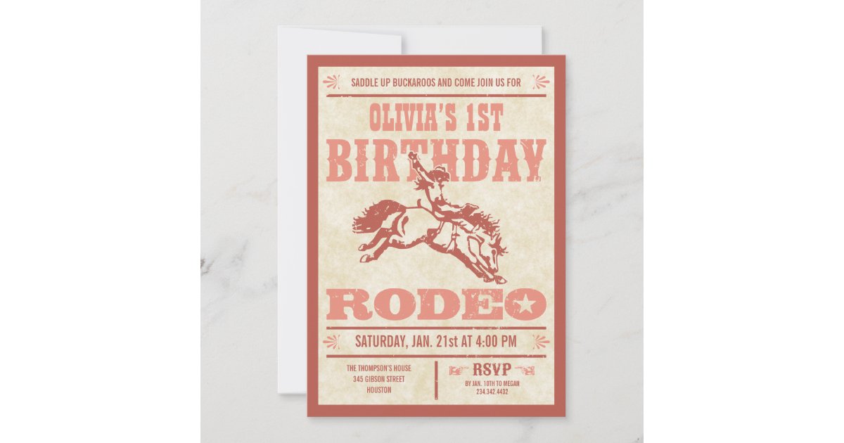 Pink Cowgirl Birthday Rodeo Poster Invitations Zazzle 3800