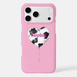 Pink Cowgirl Black White Cow Heart Balloon iPhone 17 Pro Max Case