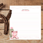 Pink Cowgirl Books for Baby Insert Card Notepad<br><div class="desc">Request a special keepsake with this pink cowgirl-themed “Books for Baby” card. Featuring watercolor western boots and rope accents,  this charming insert is perfect for a rustic or western baby shower. A sweet way to build baby’s first library instead of traditional cards!</div>