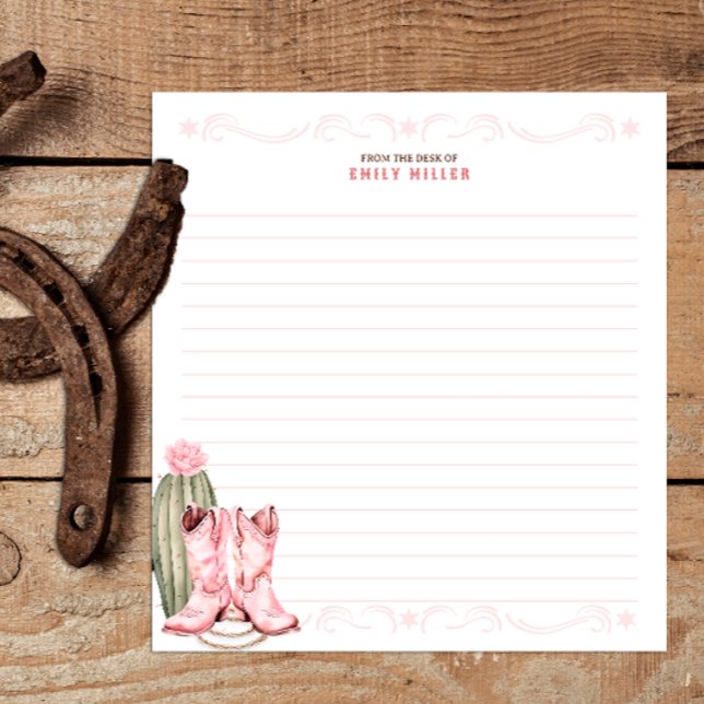 Pink Cowgirl Books for Baby Insert Card Notepad (Pink Country Boots notepad)
