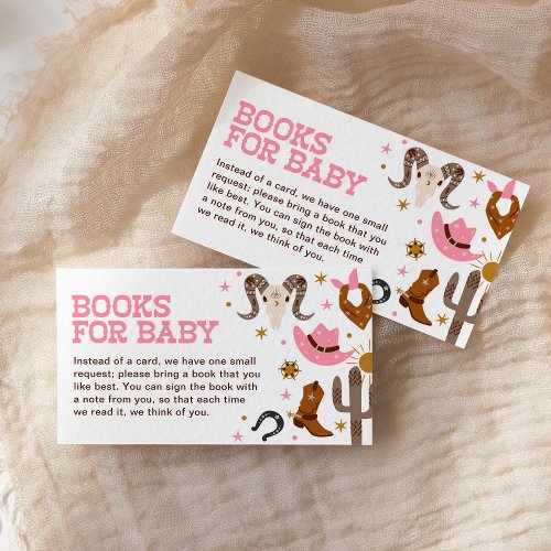 Pink Cowgirl Books for Baby Western Rodeo Shower Enclosure Card