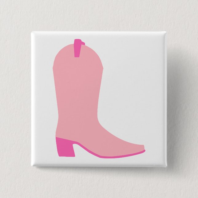 Pink Cowgirl Boot Button (Front)