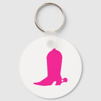 Pink Cowgirl Boot Keychain by pinkgifts4you at Zazzle