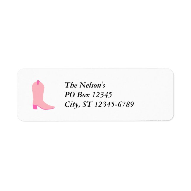 Pink Cowgirl Boot Label (Front)