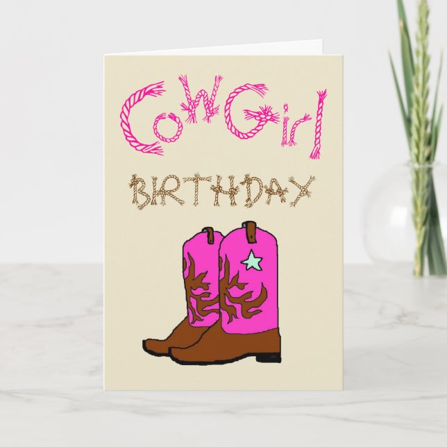 Pink Cowgirl Boots Birthday Invitation (Front)