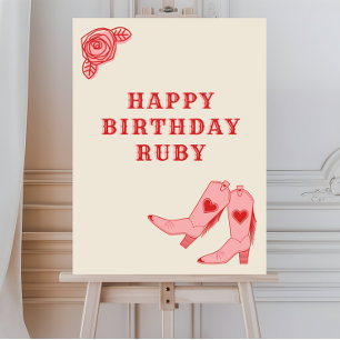 Pink Cowgirl Boots Rose Birthday Foam Board